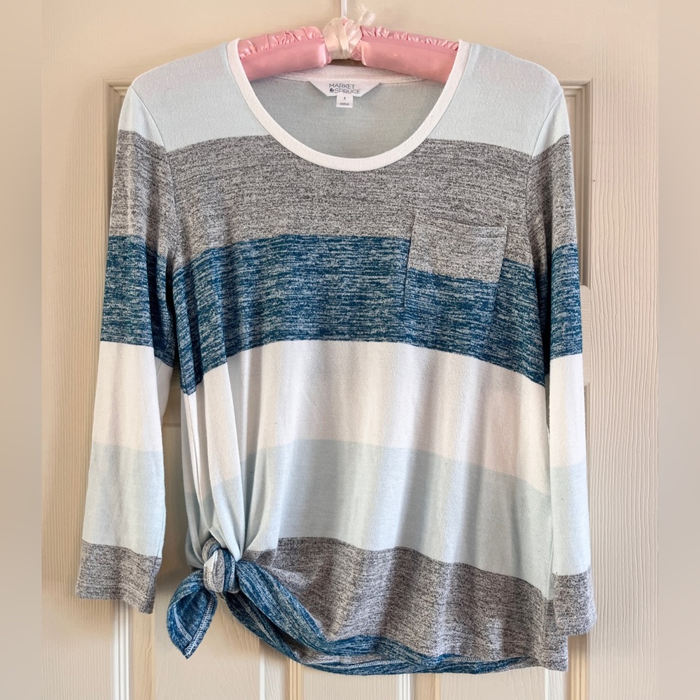 Market & Spruce Striped Scoop Neck Top Women Size Small